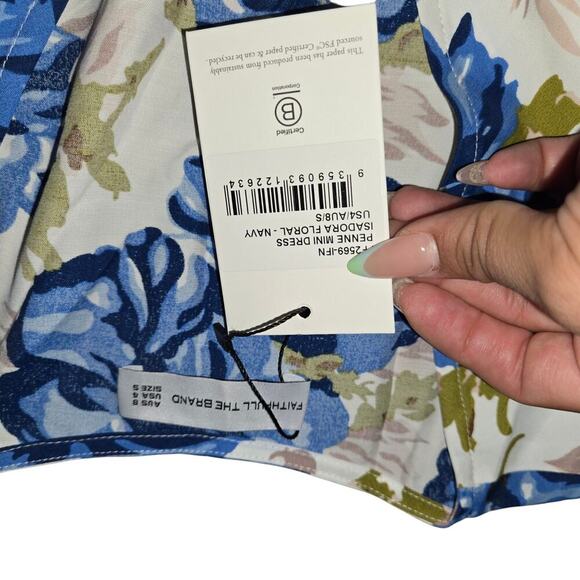 Faithful The Brand Penne Mini Dress in Isadora Floral Navy Size: 4 - Picture 4 of 6